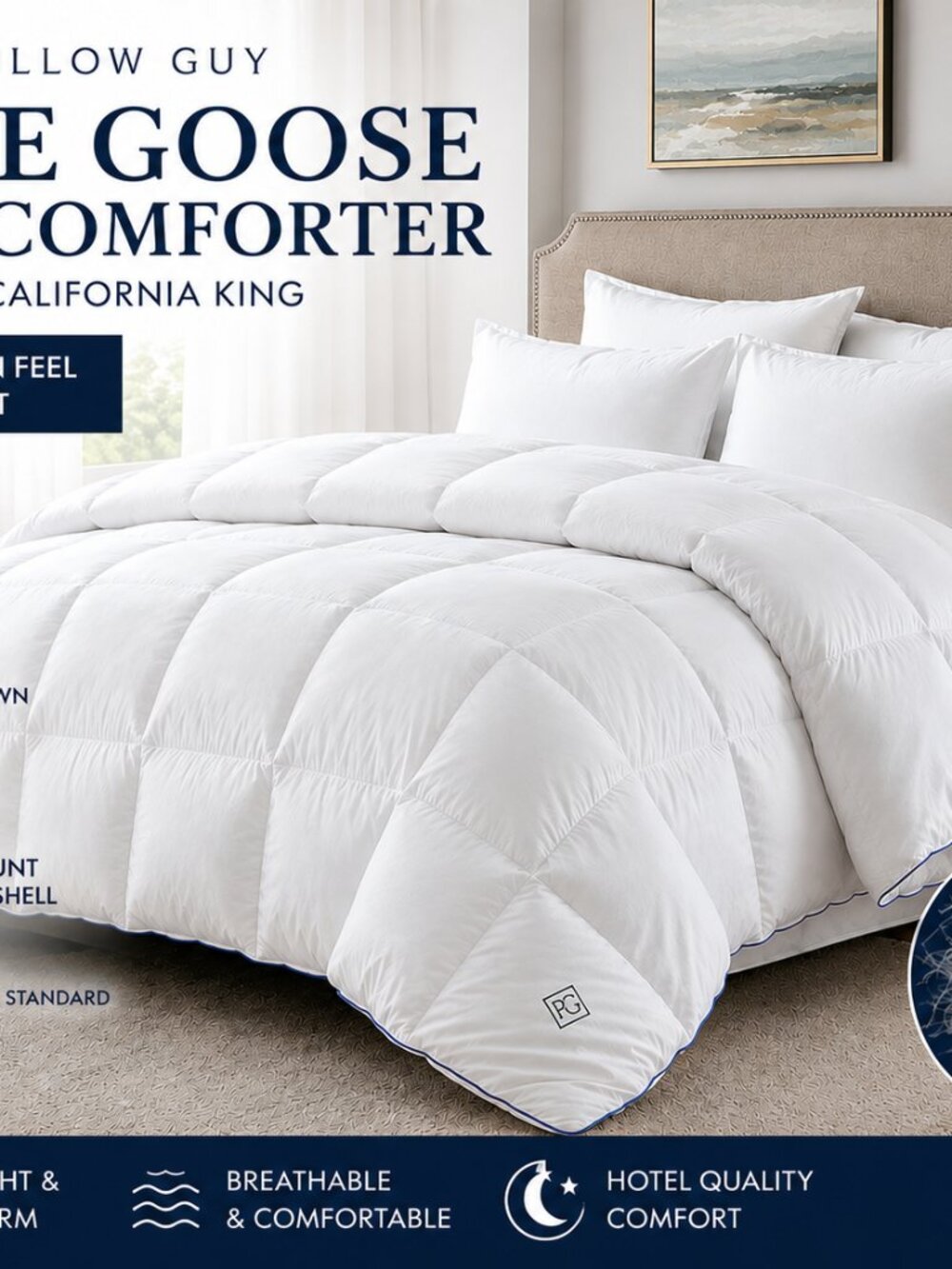 Pillow Guy White Goose Down Comforter, King/California King - White